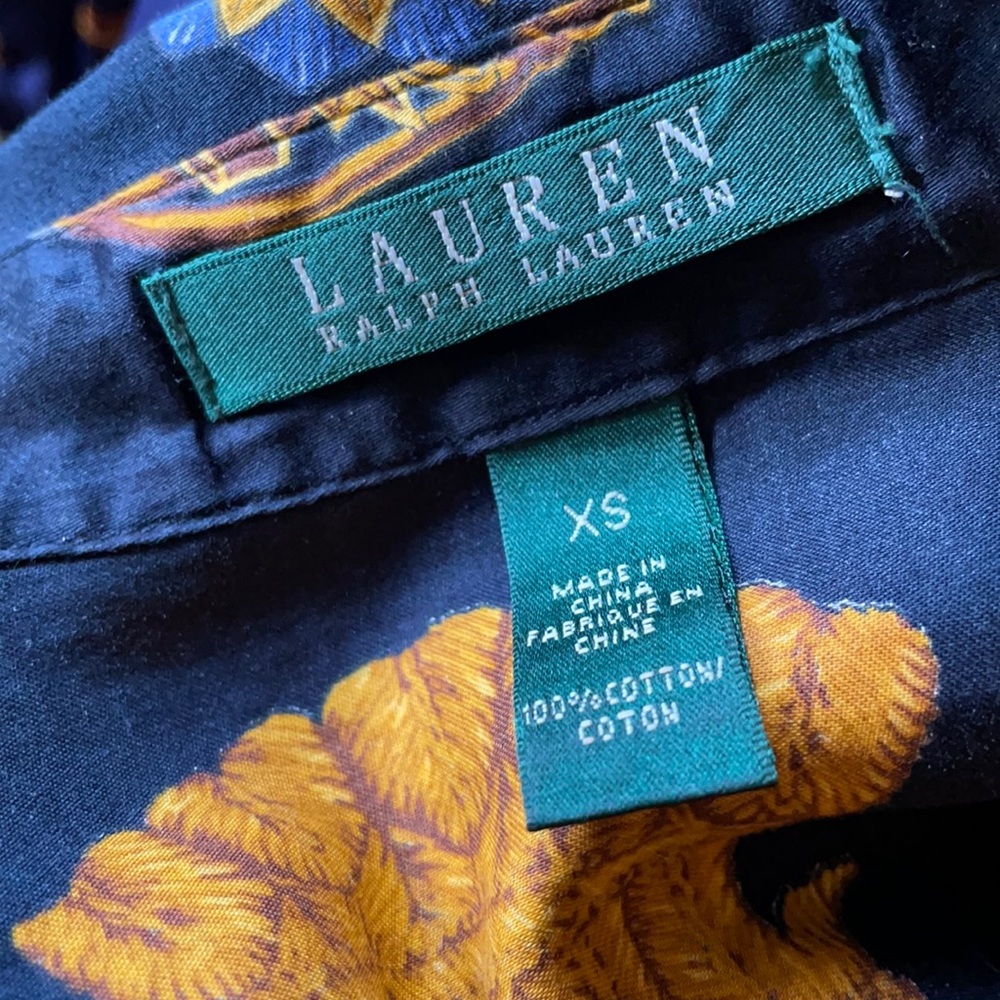 Lauren Ralph Lauren Black Button-Down Shirt with Gold Crest Print - Picture 5 of 5